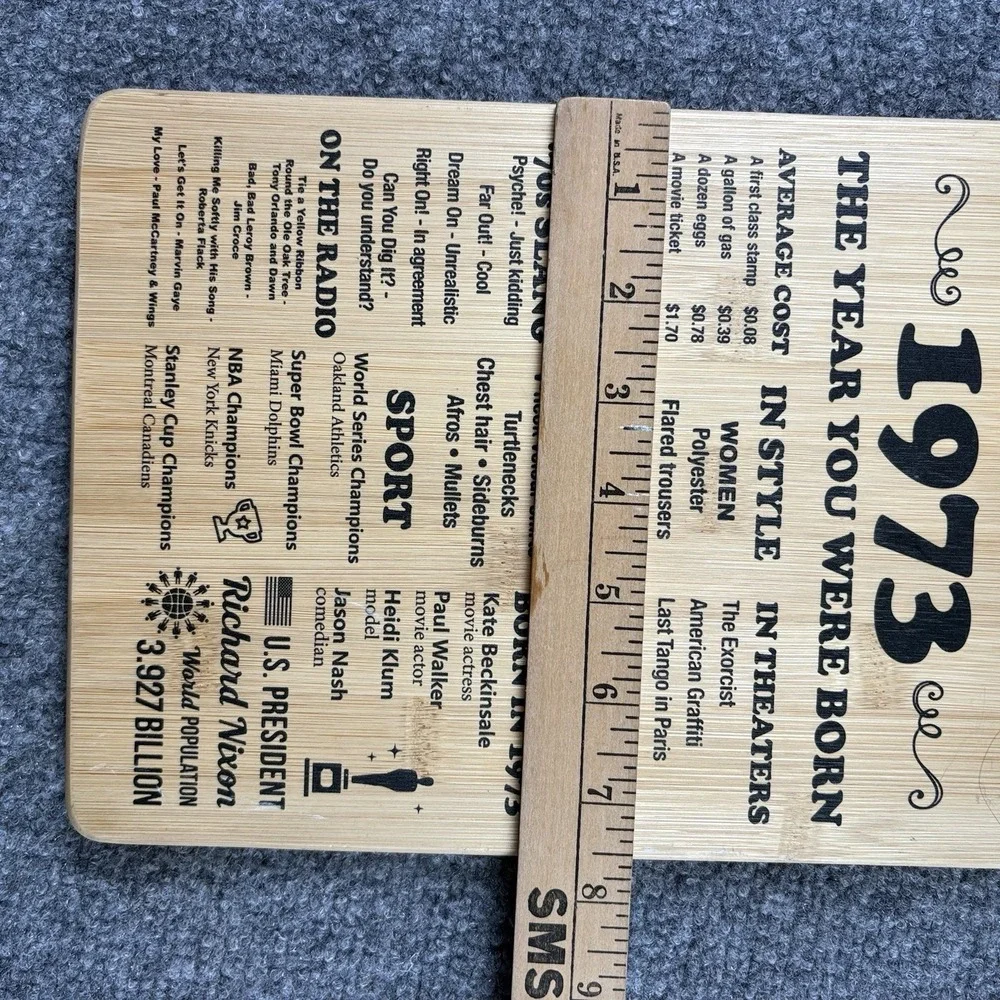 1973 Bamboo Cutting Board The Year You Were Born Birthday Gift Serving Board